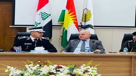 الفريق الدكتور عدي سمير حليم ناقلا تحيات وسلام السيد وزير الداخلية عبد الامير الشمري المحترم ولمناقشة العمل المروري المشترك في السليمانية