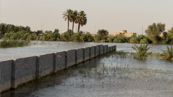 ارتفاع مناسيب نهر الكحلاء يتسبب بغرق منطقتي سيد اسفيح والگبّة في ميسان